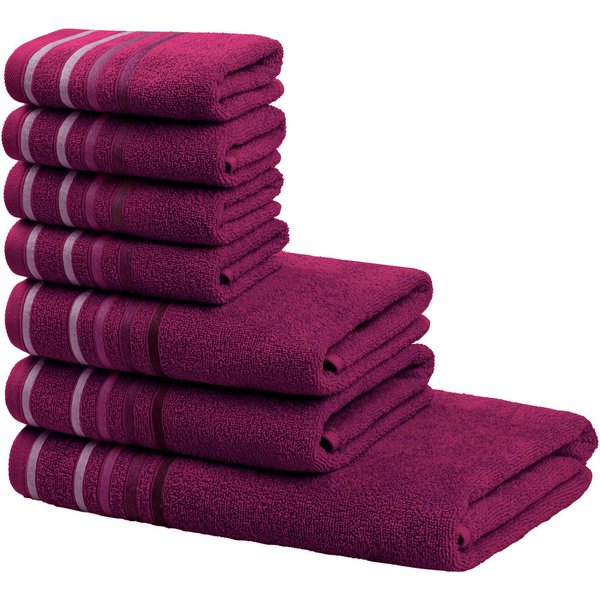 OTTO home Handtuch Set Niki, Duschtuch, Handtücher und Gästetücher, Walkfrottee (Set, 7-St), Handtücher mit mehrfarbiger Streifenbordüre, weich, aus 100% Baumwo