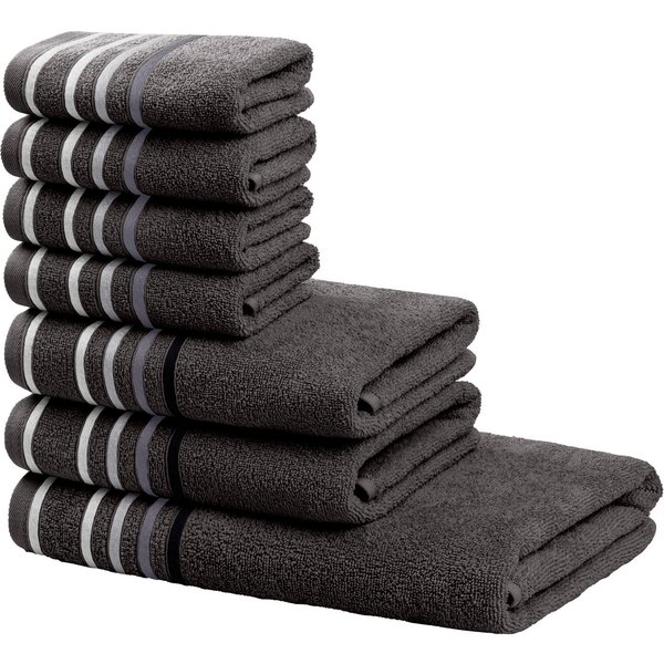 OTTO home Handtuch Set Niki, Duschtuch, Handtücher und Gästetücher, Walkfrottee (Set, 7-St), Handtücher mit mehrfarbiger Streifenbordüre, weich, aus 100% Baumwo
