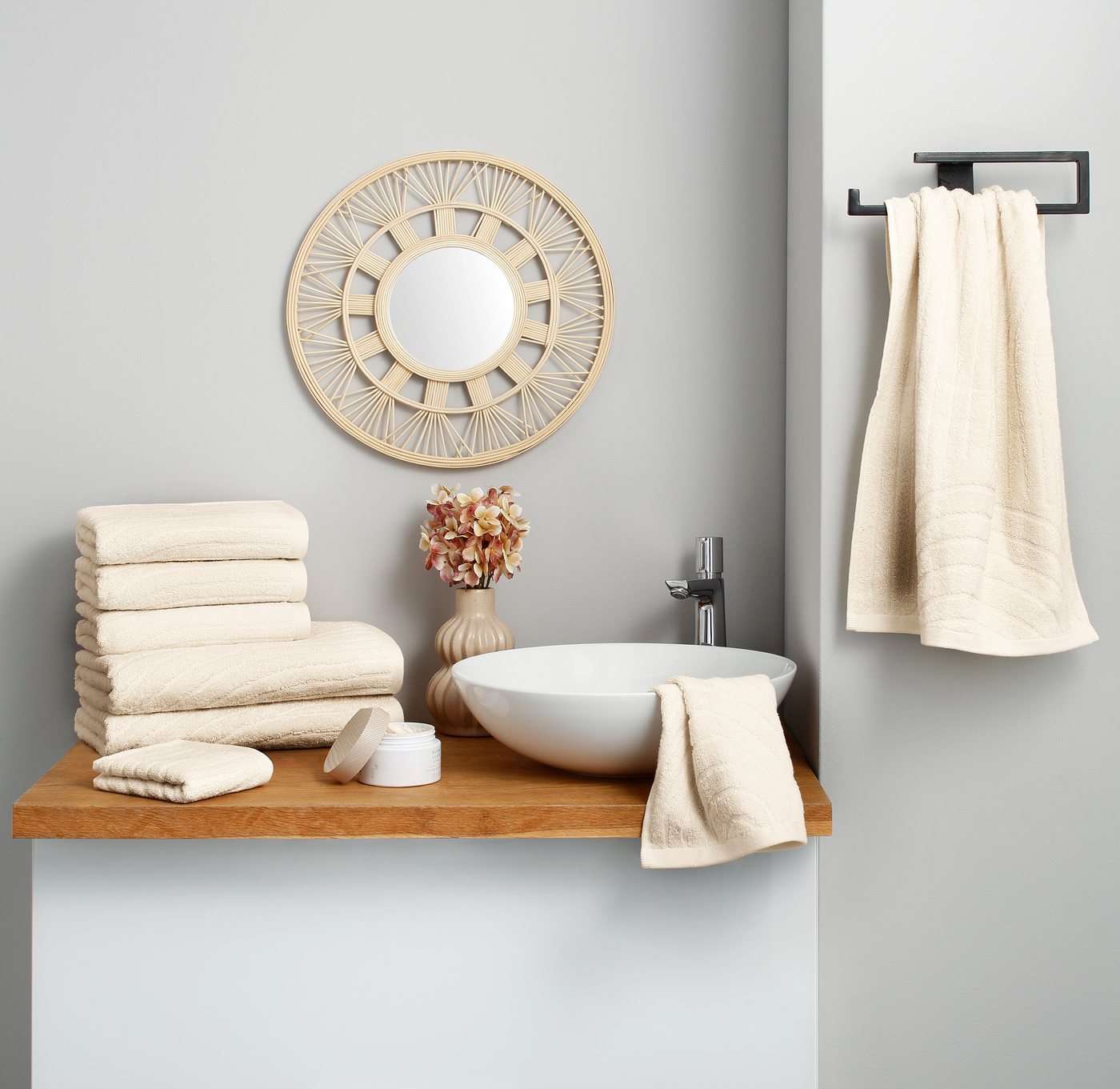 OTTO home Handtuch Set Ognon, Duschtücher, Handtücher, Gästetücher, Zen, Scandi, Boho, Frottier (Set, 8-St), Muster, Hoch-Tief-Struktur, einfarbig, Handtuch-Set – Bild 2 von 5