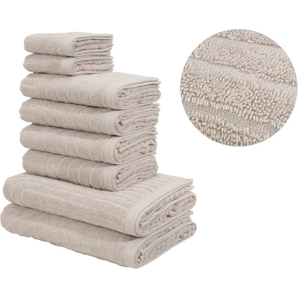 OTTO home Handtuch Set Ognon, Duschtücher, Handtücher, Gästetücher, Zen, Scandi, Boho, Frottier (Set, 8-St), Muster, Hoch-Tief-Struktur, einfarbig, Handtuch-Set