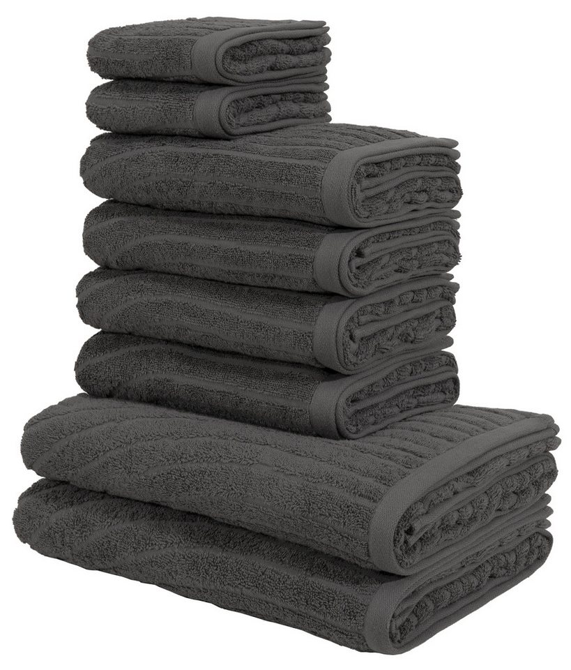 OTTO home Handtuch Set Ognon, Duschtücher, Handtücher, Gästetücher, Zen, Scandi, Boho, Frottier (Set, 8-St), Muster, Hoch-Tief-Struktur, einfarbig, Handtuch-Set – Bild 3 von 5