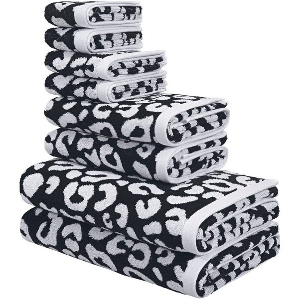 OTTO home Handtuch Set Regona Leo, 8 tlg. Set, Premium Handtücher, 100% Baumwolle, 550 gr/m², Frottier (8-St), Animal Print, Duschtücher, Handtücher, Gästetüche