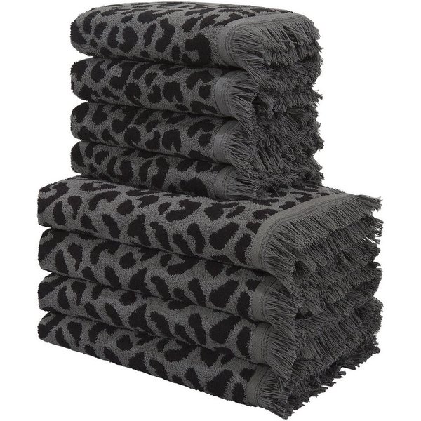OTTO home Handtuch Set Tiffani, Leopardenmuster, Premium Handtücher 8-tlg, 500 gr/m², Frottier (Set, 8-St), 4 Duschtücher, 4 Handtücher, Animal Print, Leo, mode