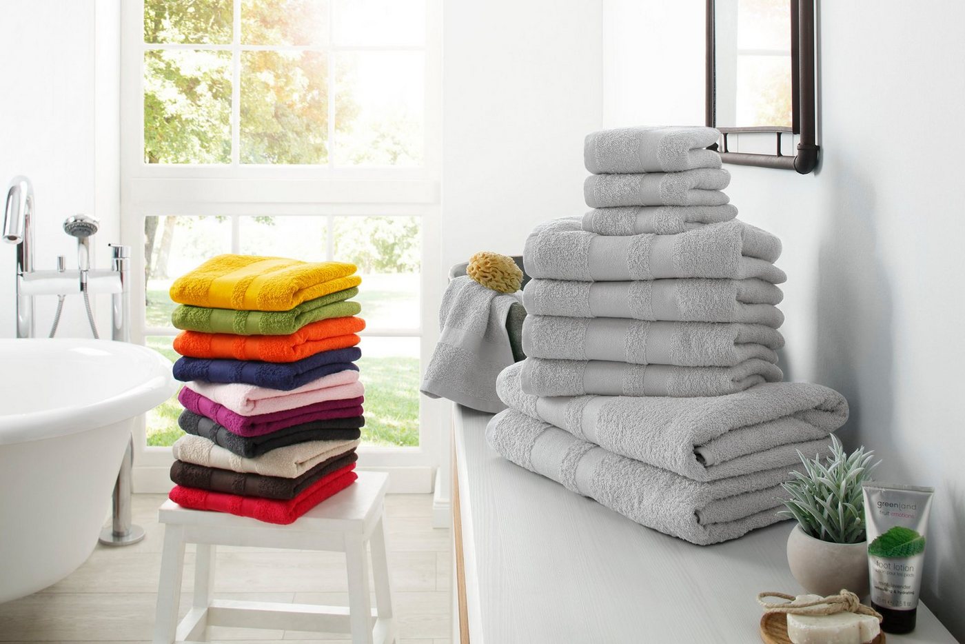 OTTO home Handtuch Set Vanessa, 10-tlg Handtuch-Set, weich, in Standard- und Premium-Qualität, Walkfrottee (Set, 10-St), 100% Baumwolle, Duschtücher, Handtücher – Bild 2 von 5