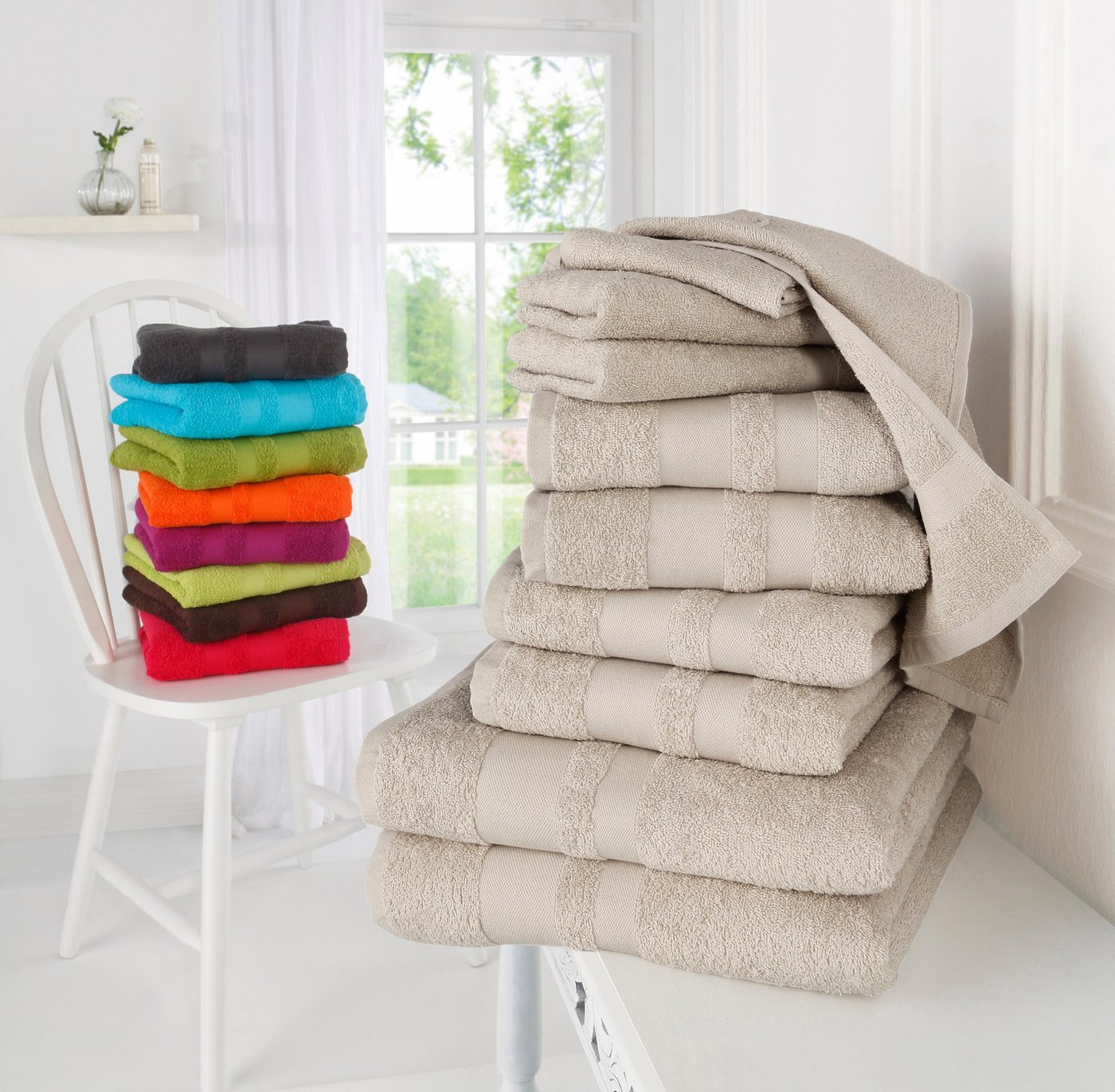 OTTO home Handtuch Set Vanessa, 10-tlg Handtuch-Set, weich, in Standard- und Premium-Qualität, Walkfrottee (Set, 10-St), 100% Baumwolle, Duschtücher, Handtücher – Bild 2 von 5