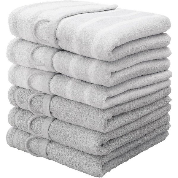 OTTO home Handtücher Finn, Walkfrottee (6-St), im 6 teiligen Set, Uni- und gestreiftes Design aus 100% Baumwolle