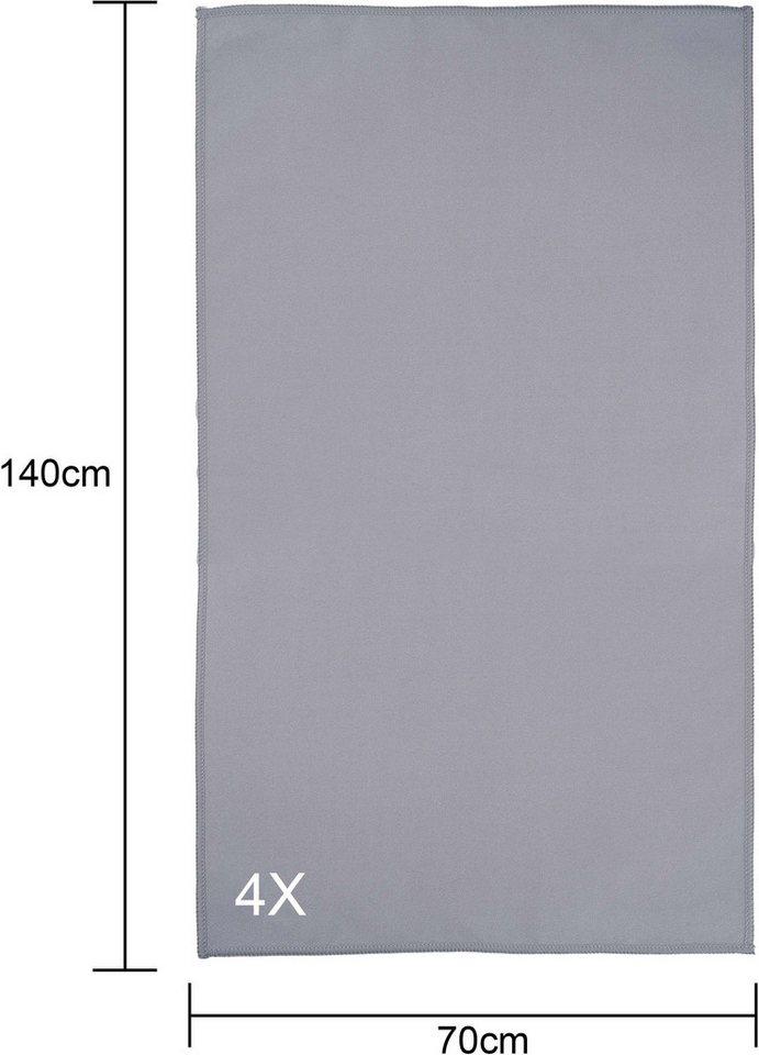 OTTO home Handtücher Leoa, diverse Größen, Sporthandtuch, Reisehandtuch, Strandtuch, Microfaser (Set, 4-St), sehr leicht, kompakt, schnelltrocknend, Mikrofaser  – Bild 4 von 5
