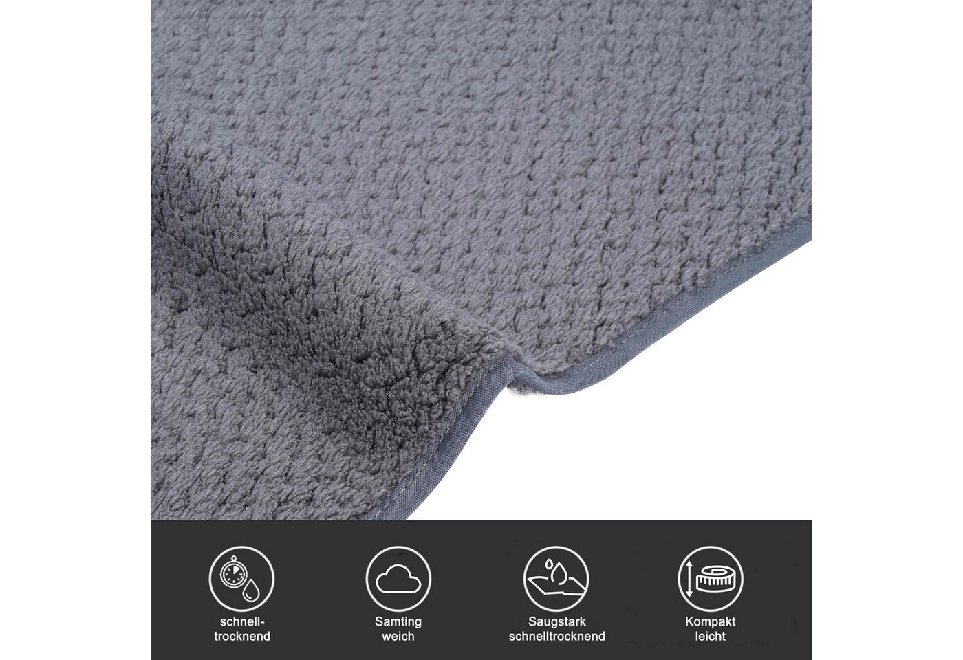 OTTO home Handtücher Parris, diverse Größen, ideal als Sporthandtuch, Reisehandtuch, Microfaser (4-St), sehr leicht, kompakt, schnelltrocknend, Mikrofaser, mit  – Bild 2 von 5