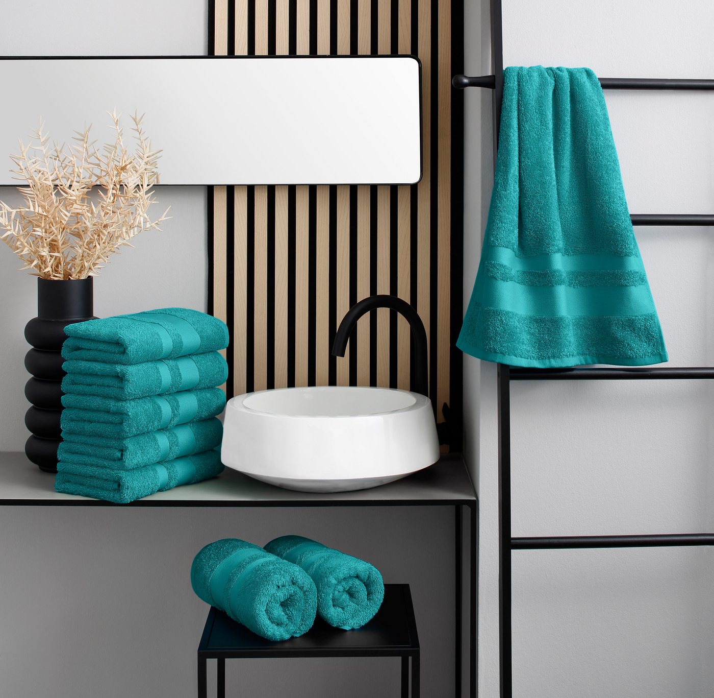 OTTO home Handtücher Vanessa, 8 Handtücher, 50x100cm, in Standard- und Premium-Qualität, Walkfrottee (Set, 8-St), Handtücher mit Bordüre, 100% Baumwolle, einfar – Bild 2 von 5