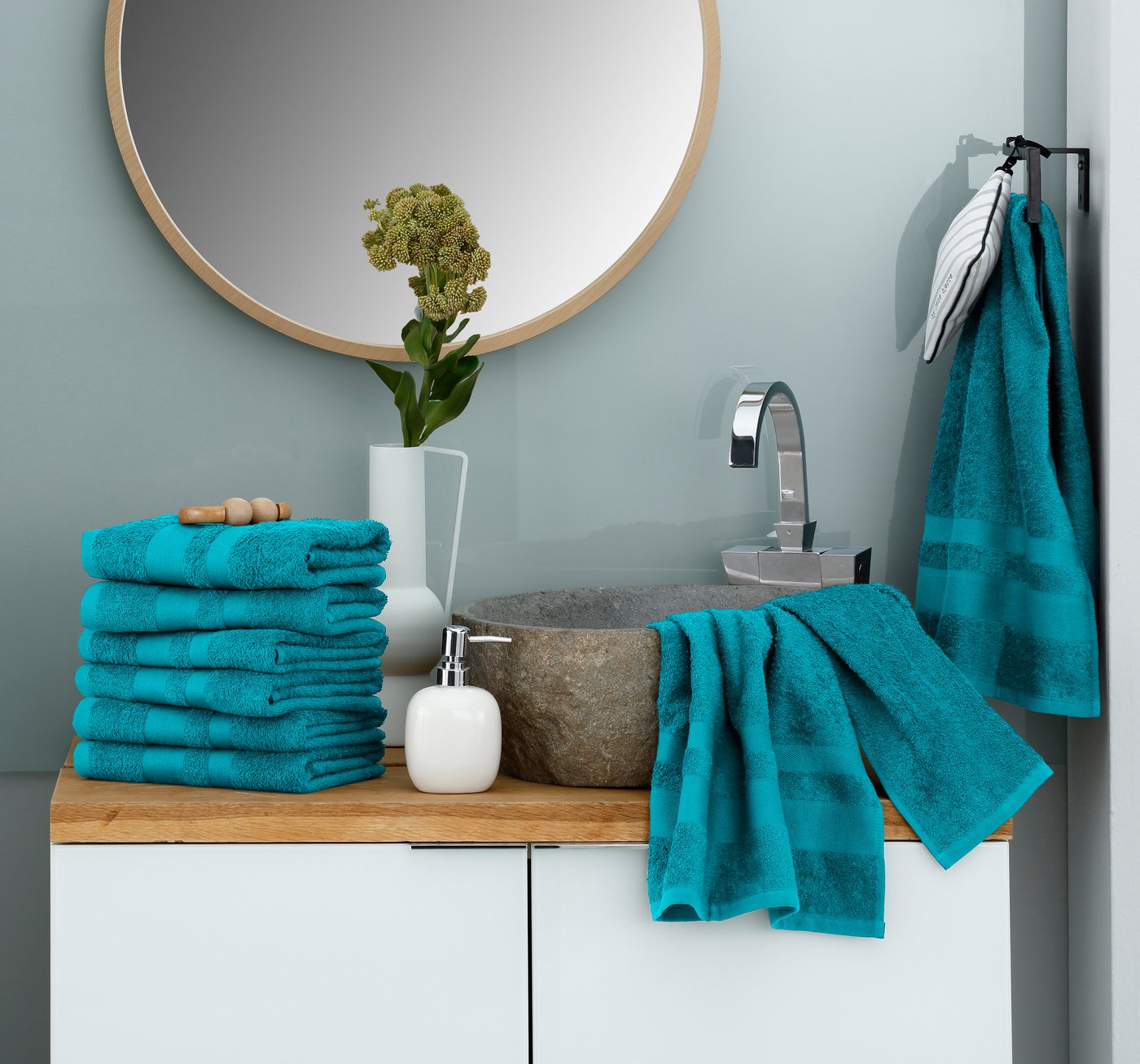 OTTO home Handtücher Vanessa, 8 Handtücher, 50x100cm, in Standard- und Premium-Qualität, Walkfrottee (Set, 8-St), Handtücher mit Bordüre, 100% Baumwolle, einfar – Bild 2 von 5