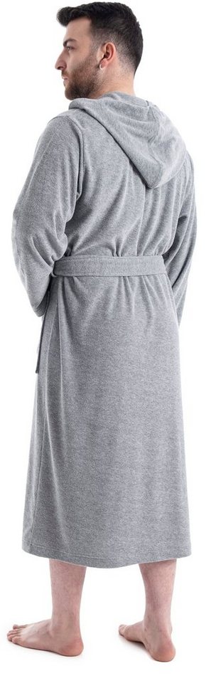 OTTO home Herrenbademantel Nela, ideal für Sauna & Spa, Hotelbademantel, Morgenmantel, Langform, Leichtfrottee, Kapuze, Gürtel, einfarbig, S-4XL, mit Reißversch – Bild 4 von 5