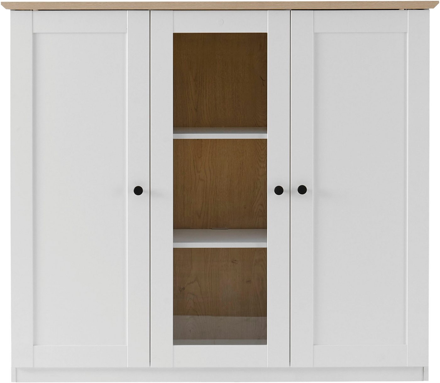 OTTO home Highboard Brest, Schrank im Landhausstil, Sideboard, zeitloses Stauraumelement, schwarze Metallgriffe, ausreichend Stauraum, Glastür, 139 cm breit – Bild 3 von 5