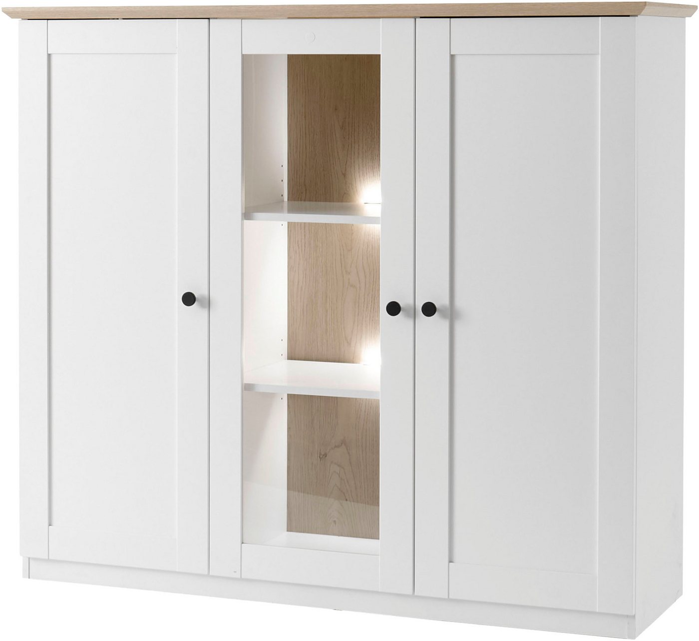 OTTO home Highboard Brest, Schrank im Landhausstil, Sideboard, zeitloses Stauraumelement, schwarze Metallgriffe, ausreichend Stauraum, Glastür, 139 cm breit – Bild 5 von 5
