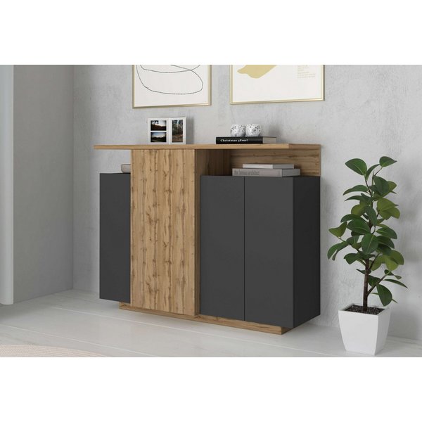 OTTO home Highboard Highboard ETHOS, Kommode, Schrank, Kredenz (1 St), Mit 4 Drehtüren, 9 Innenfächern und 2 Außenfächern, B.130 cm
