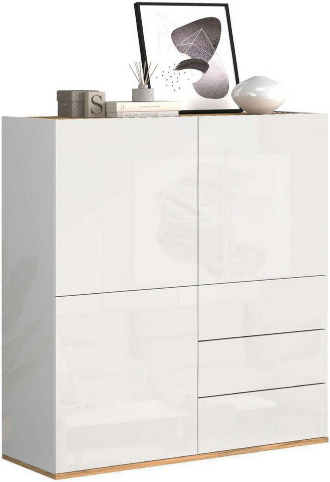 OTTO home Highboard GARDA,Kommode, Made in Italy, Breite 102 cm, Höhe 110 cm, grifflos (1 St), Hochglanzlackierte Fronten, Korpus matt, grifflos – Bild 2 von 5