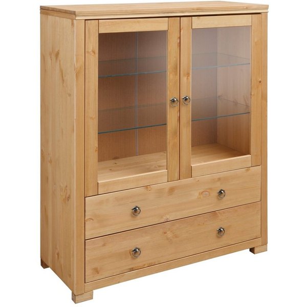 OTTO home Highboard Gotland, Vitrine, Breite 101 cm, Türen mit Glaseinsätzen, aus massiver Kiefer