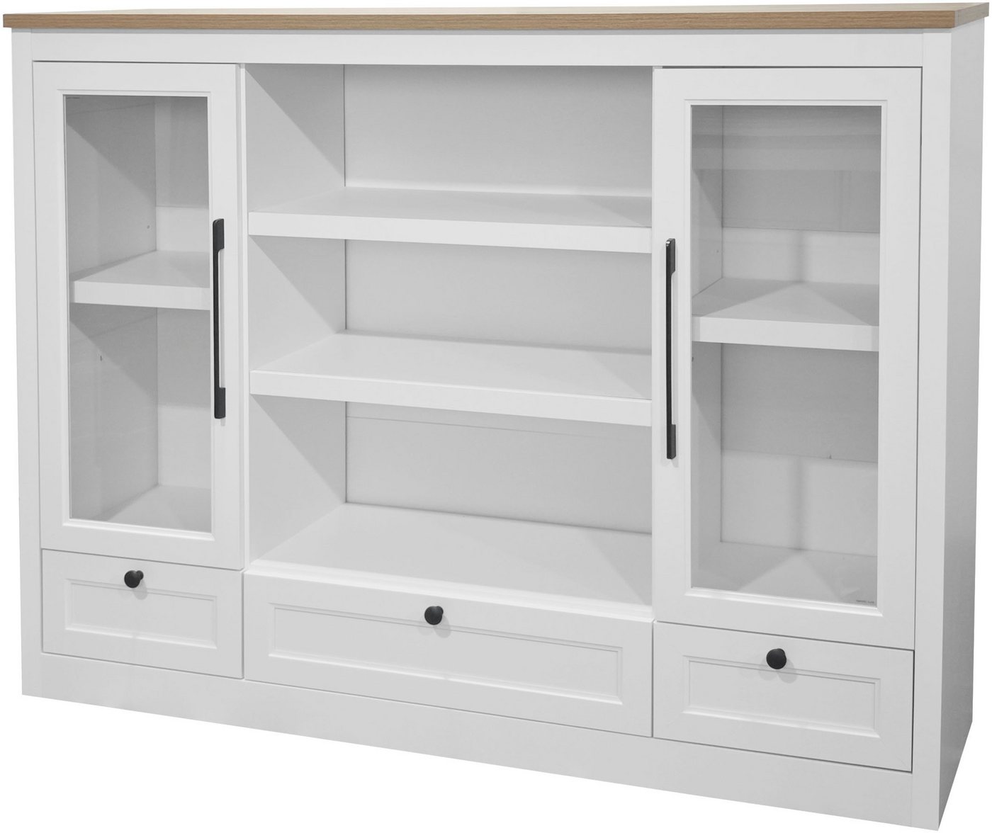 OTTO home Highboard Ismund, aus MDF, mit Holz-Zierleiste, schwarzen Metallgriffen, Höhe 121 cm – Bild 4 von 5