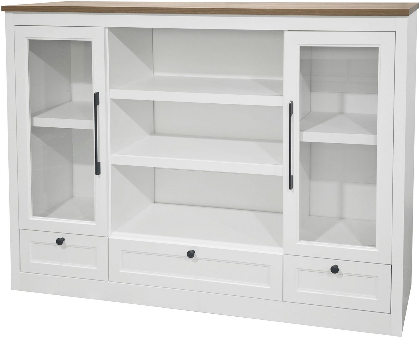 OTTO home Highboard Ismund, aus MDF, mit Holz-Zierleiste, schwarzen Metallgriffen, Höhe 121 cm – Bild 5 von 5