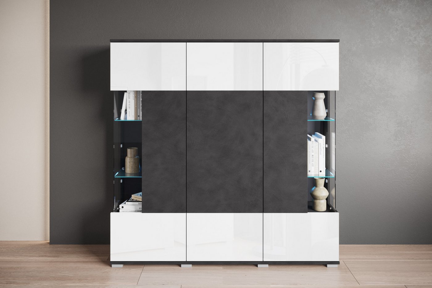 OTTO home Highboard Kenia (1 St), Modernes Highboard, mit Glastüren, Breite 135 cm – Bild 5 von 5