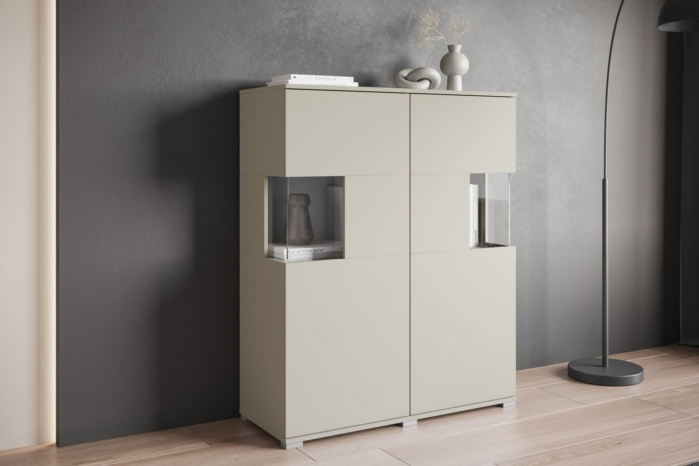 OTTO home Highboard Kenia (1 St), Modernes Highboard mit Glastüren, Breite 100 cm – Bild 5 von 5