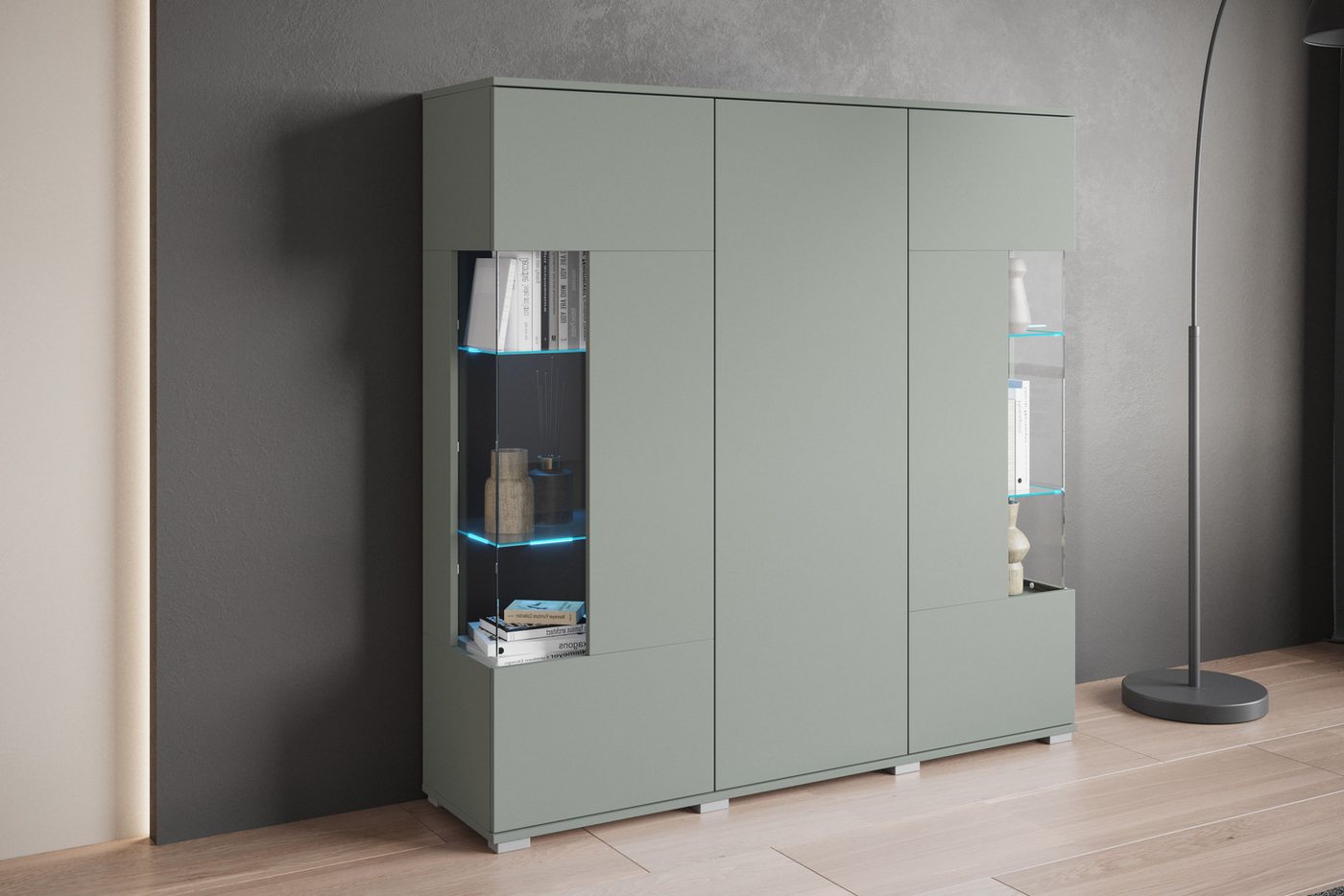 OTTO home Highboard Kenia (1 St), Modernes Highboard, mit Glastüren, Breite 135 cm – Bild 5 von 5