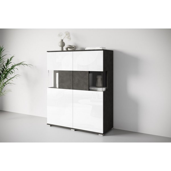 OTTO home Highboard Kenia (1 St), Modernes Highboard mit Glastüren, Breite 100 cm