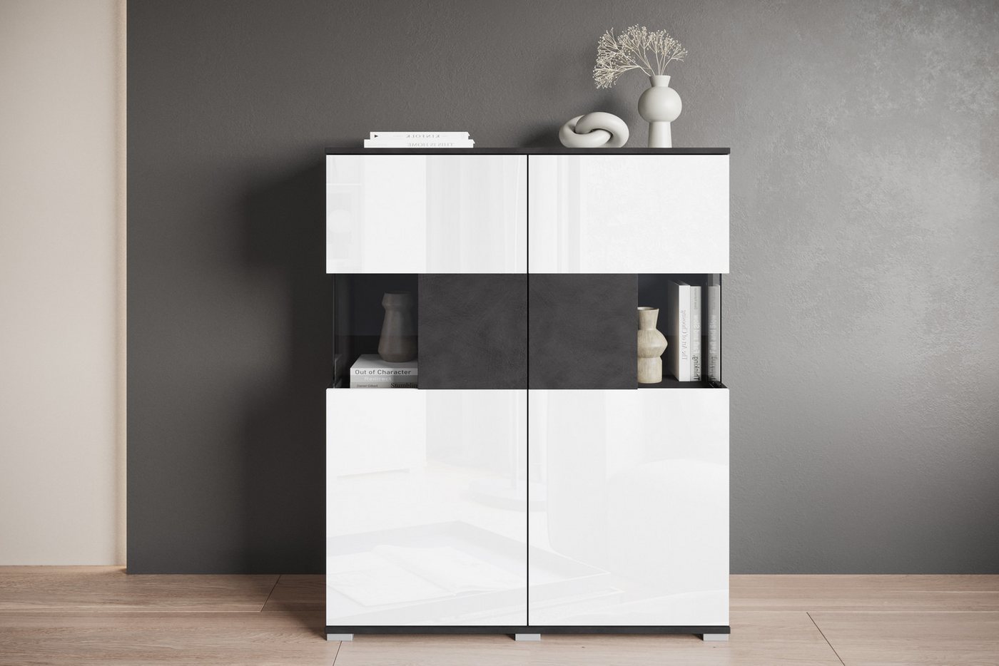 OTTO home Highboard Kenia (1 St), Modernes Highboard mit Glastüren, Breite 100 cm – Bild 5 von 5