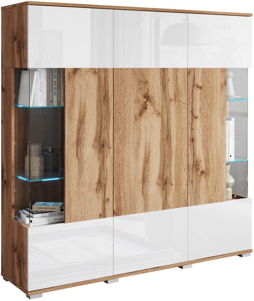 OTTO home Highboard Kenia (1 St), Modernes Highboard, mit Glastüren, Breite 135 cm – Bild 2 von 5