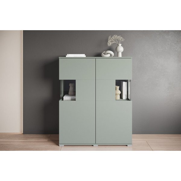 OTTO home Highboard Kenia (1 St), Modernes Highboard mit Glastüren, Breite 100 cm