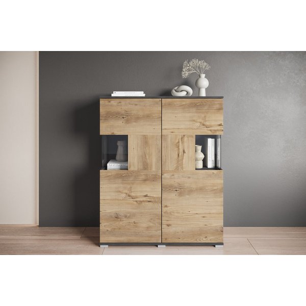 OTTO home Highboard Kenia (1 St), Modernes Highboard mit Glastüren, Breite 100 cm