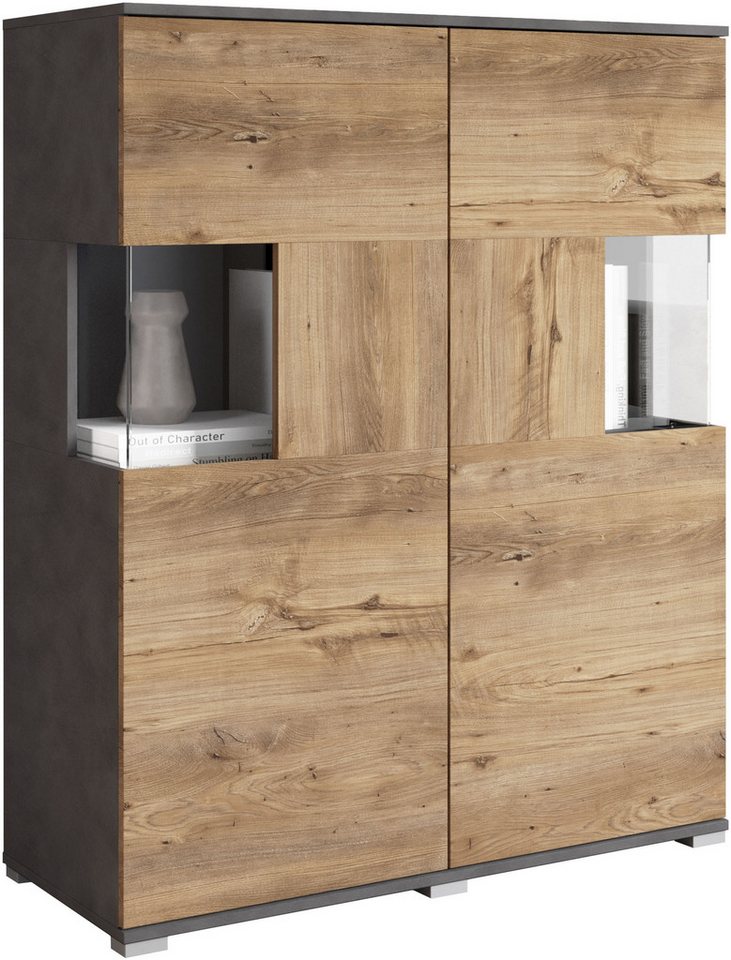 OTTO home Highboard Kenia (1 St), Modernes Highboard mit Glastüren, Breite 100 cm – Bild 2 von 5