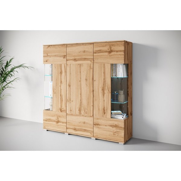 OTTO home Highboard Kenia (1 St), Modernes Highboard, mit Glastüren, Breite 135 cm