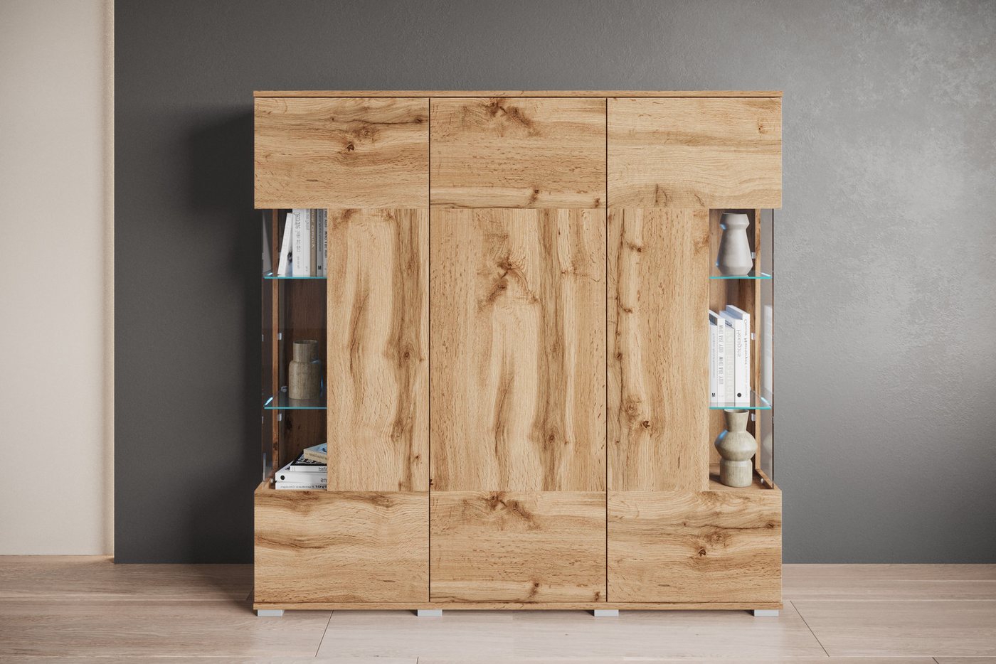 OTTO home Highboard Kenia (1 St), Modernes Highboard, mit Glastüren, Breite 135 cm – Bild 5 von 5