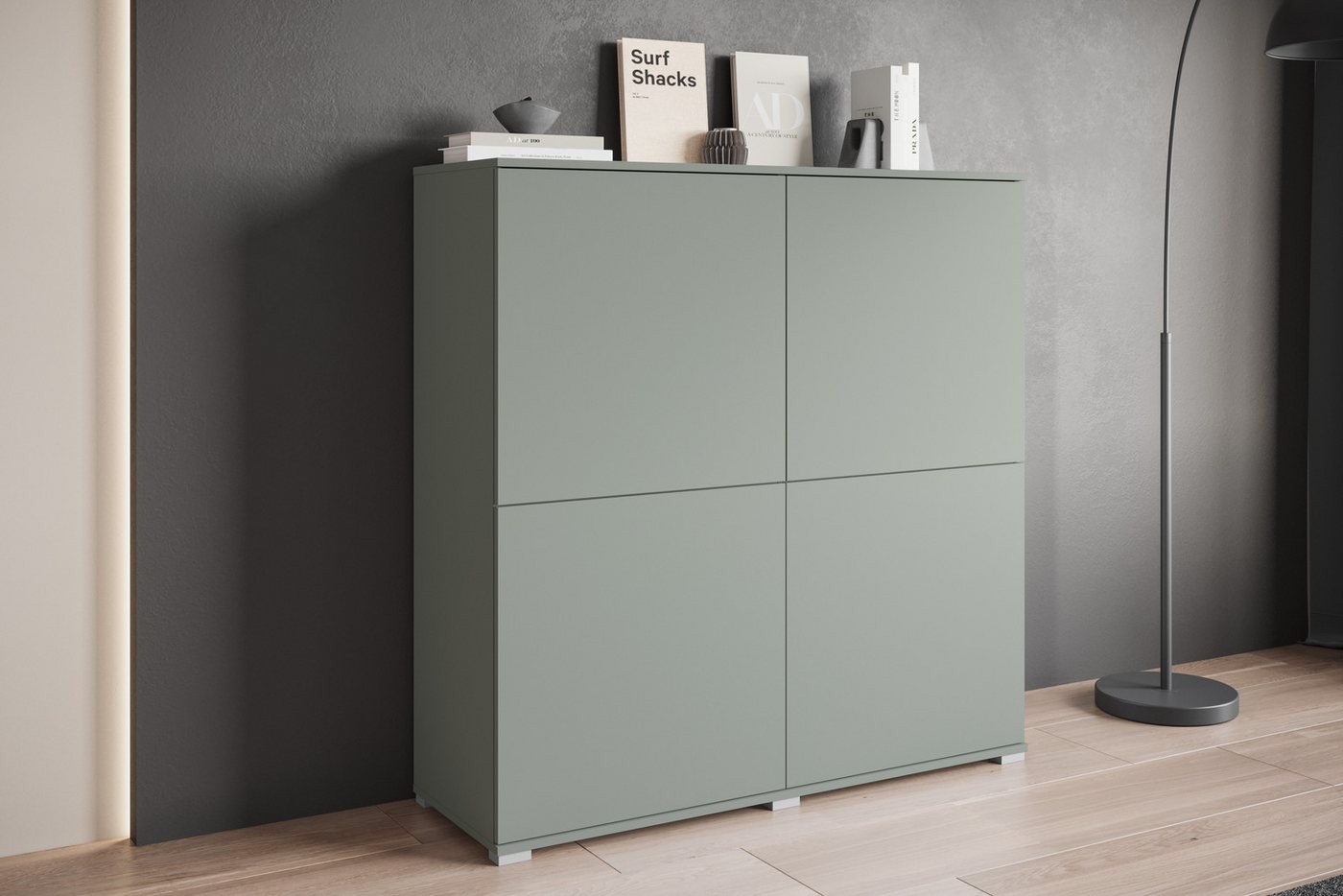 OTTO home Highboard Kenia, moderne grifflose Hochkommode mit 4 Türen, Breite 120 cm (1 St), Push-to-Open-Fronten, höhenverstellbaren Einlegeböden – Bild 5 von 5