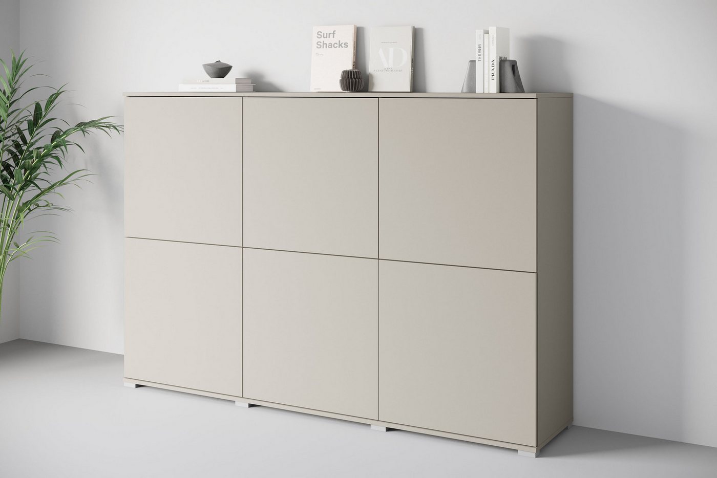 OTTO home Highboard Kenia, moderne grifflose Hochkommode mit 6 Türen, Breite 180 cm (1 St), Push-to-Open-Fronten, höhenverstellbaren Einlegeböden – Bild 5 von 5