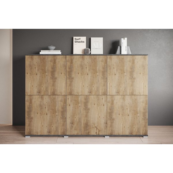 OTTO home Highboard Kenia, moderne grifflose Hochkommode mit 6 Türen, Breite 180 cm (1 St), Push-to-Open-Fronten, höhenverstellbaren Einlegeböden