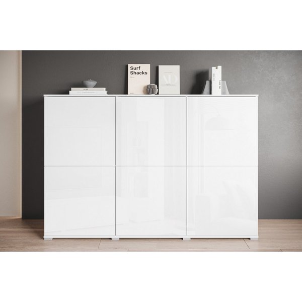 OTTO home Highboard Kenia, moderne grifflose Hochkommode mit 6 Türen, Breite 180 cm (1 St), Push-to-Open-Fronten, höhenverstellbaren Einlegeböden
