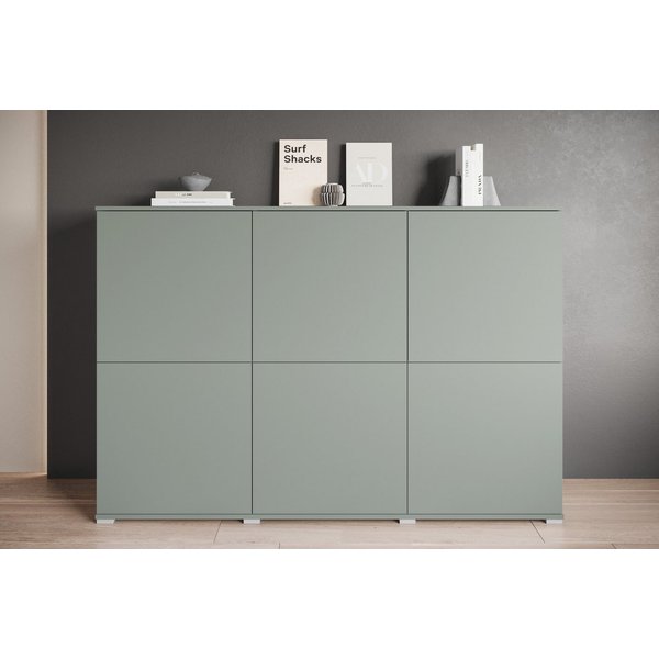 OTTO home Highboard Kenia, moderne grifflose Hochkommode mit 6 Türen, Breite 180 cm (1 St), Push-to-Open-Fronten, höhenverstellbaren Einlegeböden