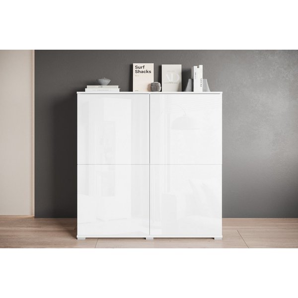 OTTO home Highboard Kenia, moderne grifflose Hochkommode mit 4 Türen, Breite 120 cm (1 St), Push-to-Open-Fronten, höhenverstellbaren Einlegeböden
