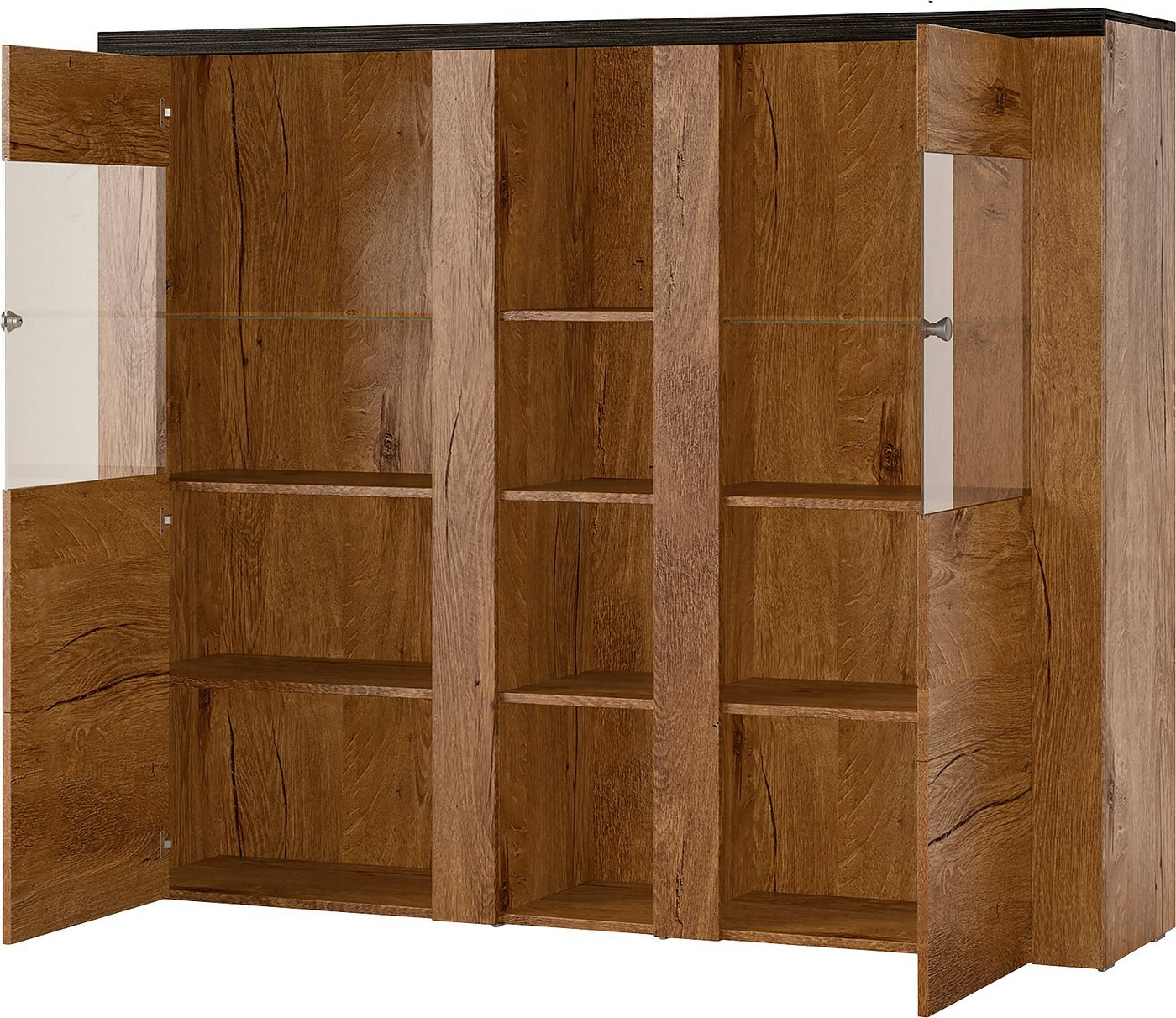 OTTO home Highboard Larona, zeitlose Hochkommode mit 2 Türen, Türkommode, Höhe 129,5 cm, Anrichte mit dekorative Rahmenoptik, Türen mit Glaseinsatz – Bild 4 von 5