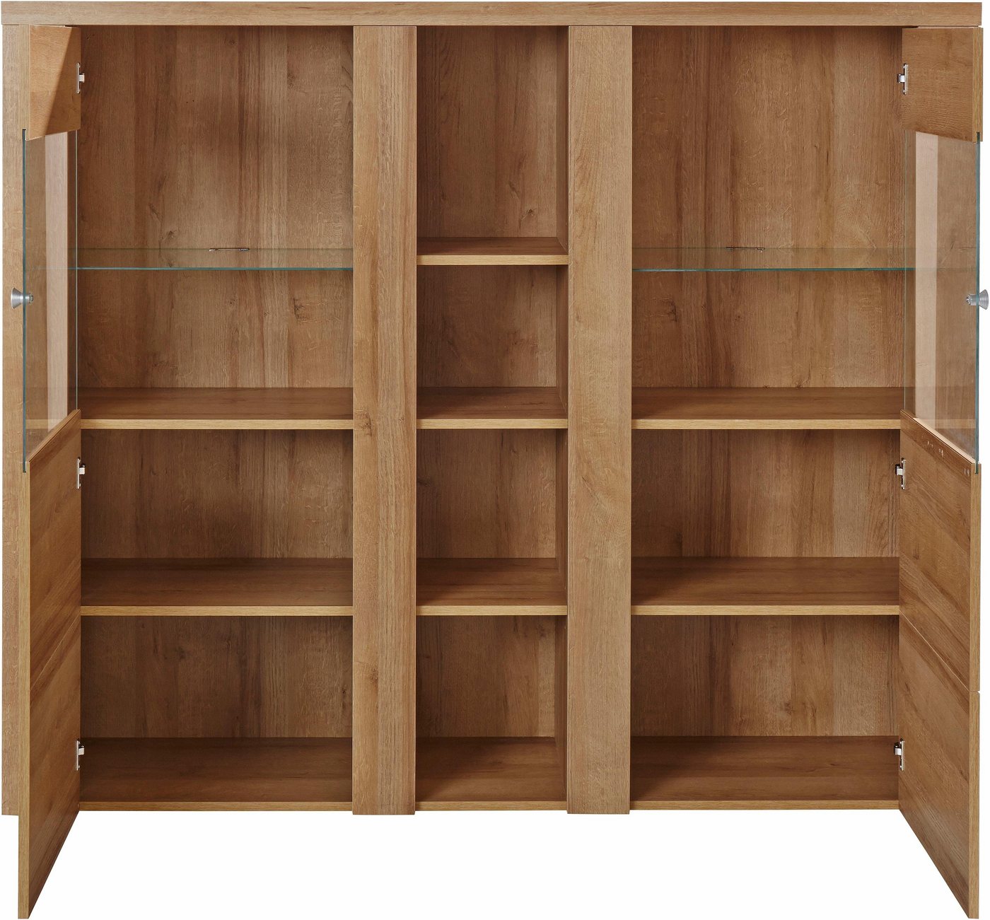 OTTO home Highboard Larona, zeitlose Hochkommode mit 2 Türen, Türkommode, Höhe 129,5 cm, Anrichte mit dekorative Rahmenoptik, Türen mit Glaseinsatz – Bild 4 von 5