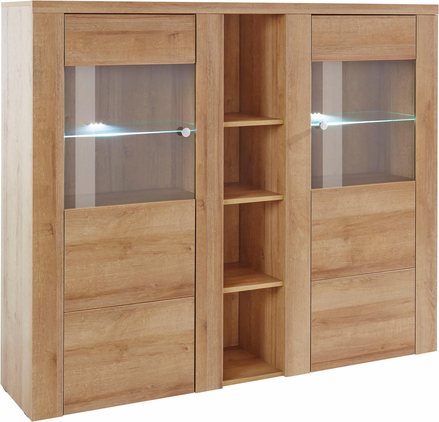 OTTO home Highboard Larona, zeitlose Hochkommode mit 2 Türen, Türkommode, Höhe 129,5 cm, Anrichte mit dekorative Rahmenoptik, Türen mit Glaseinsatz – Bild 5 von 5