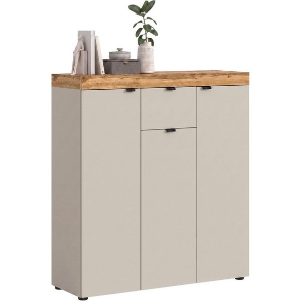 OTTO home Highboard MAMBO II, Breite 105cm, 3 Türen, 1 Schubkasten, 9 Fächer (1 St., 2-farbige Ausführung, in verschiedenen modernen Trendfarben erhältlich), Ko