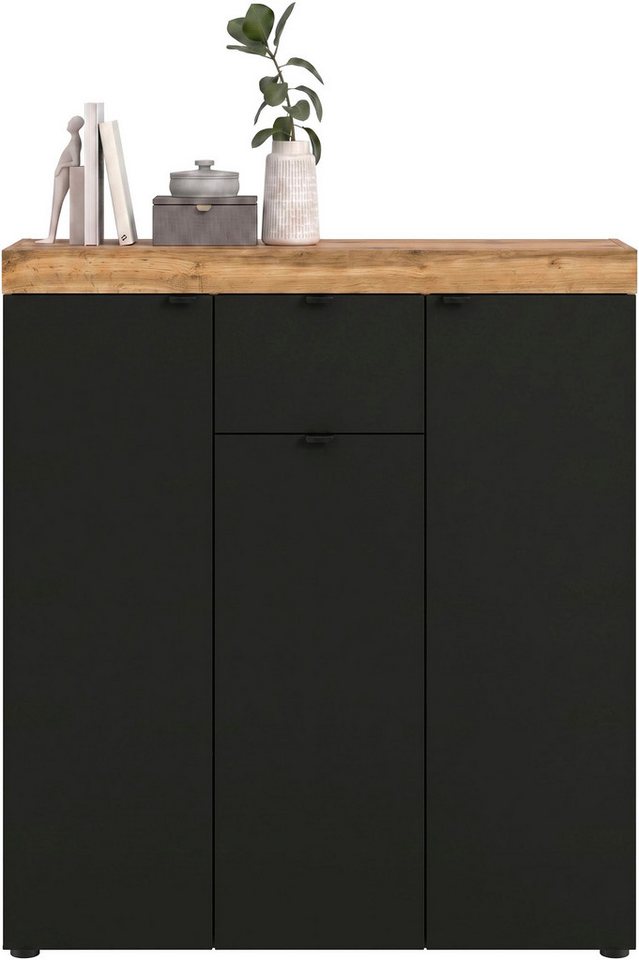 OTTO home Highboard MAMBO II, Breite 105cm, 3 Türen, 1 Schubkasten, 9 Fächer (1 St., 2-farbige Ausführung, in verschiedenen modernen Trendfarben erhältlich), Ko – Bild 4 von 5