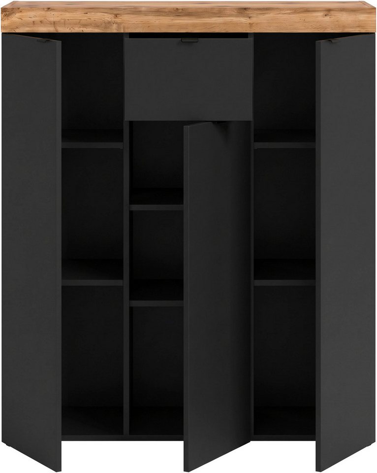 OTTO home Highboard MAMBO II, Breite 105cm, 3 Türen, 1 Schubkasten, 9 Fächer (1 St., 2-farbige Ausführung, in verschiedenen modernen Trendfarben erhältlich), Ko – Bild 5 von 5