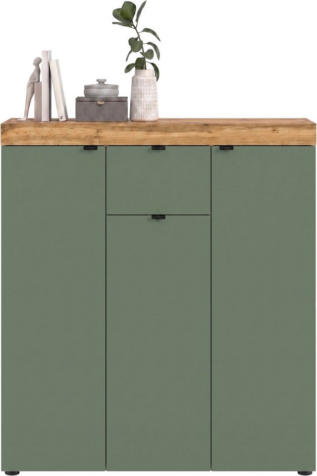 OTTO home Highboard MAMBO II, Breite 105cm, 3 Türen, 1 Schubkasten, 9 Fächer (1 St., 2-farbige Ausführung, in verschiedenen modernen Trendfarben erhältlich), Ko – Bild 4 von 5