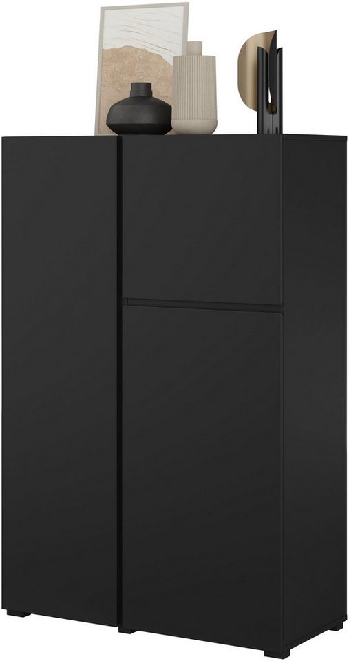 OTTO home Highboard Metric,Breite 92cm, moderne grifflose Hochkommode 3 Türen,Highboard, Hochschrank mit viel Stauraum, Einlegeböden verstellbar, Türkommode – Bild 4 von 5