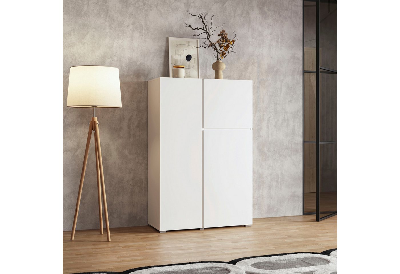 OTTO home Highboard Metric,Breite 92cm, moderne grifflose Hochkommode 3 Türen,Highboard, Hochschrank mit viel Stauraum, Einlegeböden verstellbar, Türkommode – Bild 5 von 5