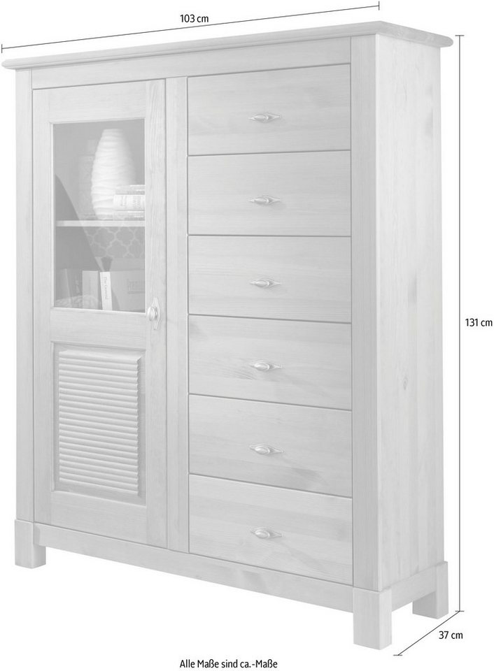 OTTO home Highboard Rauna, Vitrine, Breite 103 cm, FSC®-zertifiziertes Massivholz – Bild 5 von 5