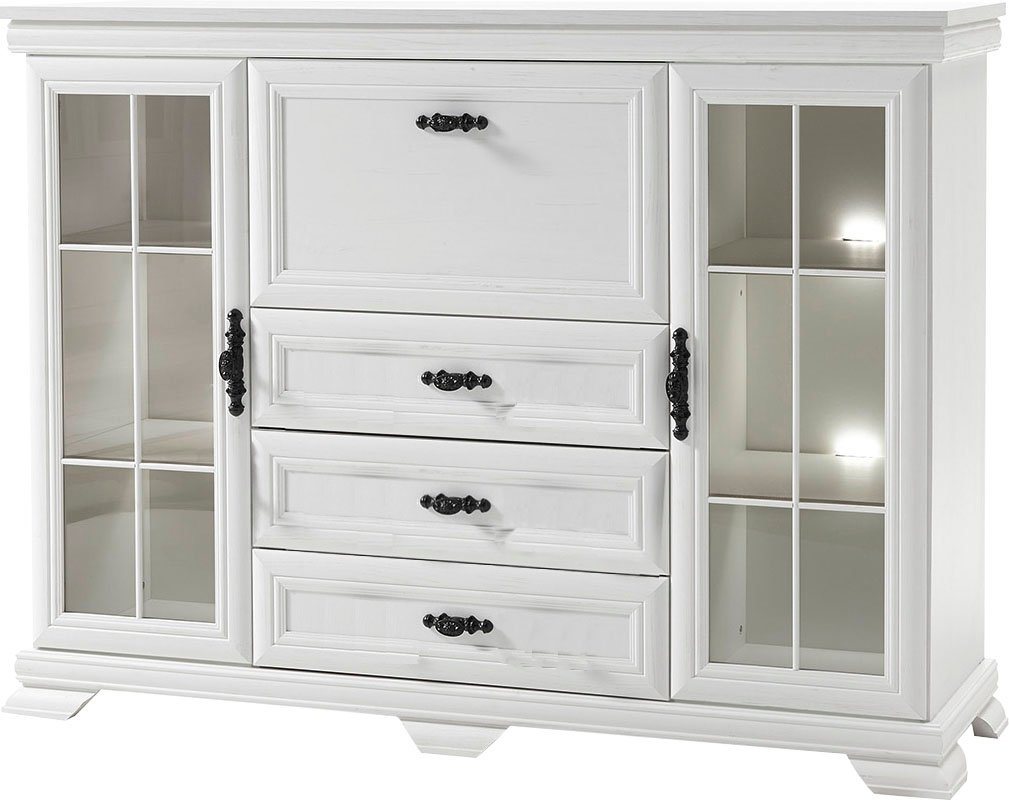 OTTO home Highboard Royal, eleganter Schrank, Hochkommode, Stauraumelement im Landhausstil, dekorative Rahmenoptik, Metallgriffe, viel Stauraum, 158 cm breit – Bild 3 von 5